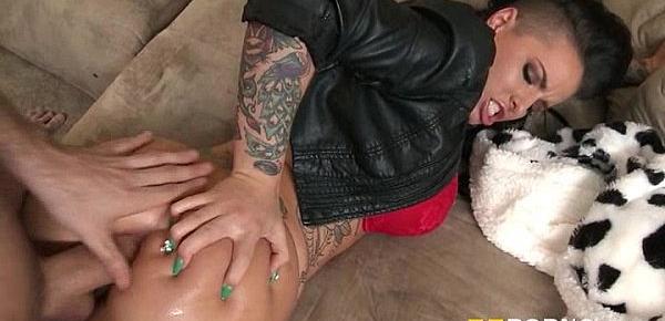  Bubble butt tattooed whore Christy Mack analyzed with big dick